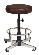 04031::CR-603C::An Asahi stool with PVC/PU/fabric seat, chrome plated base and locked-screw/gas-lift adjustable